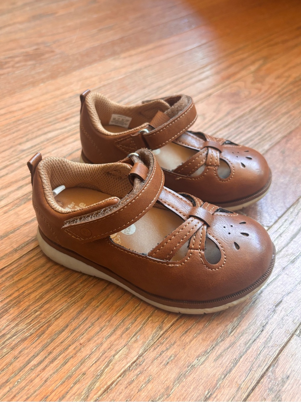 Stride Rite Little Girls Brown Leather Mary Jane’s